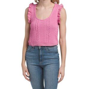 ZARA Sleeveless Ruffle Knit Tank Top Women Size L